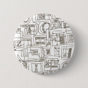Sassy-Black And White Abstract Ink Doodle Art 6 Cm Round Badge