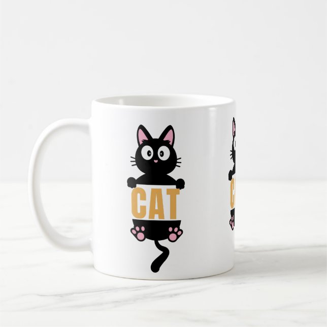 Sassy Black Cat,black cat mug,Cat Lover Gift,i lov Coffee Mug (Left)