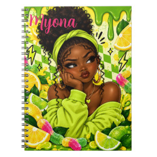Sassy Black Girl Notebook, Afro Puff Girl Journal, Notebook
