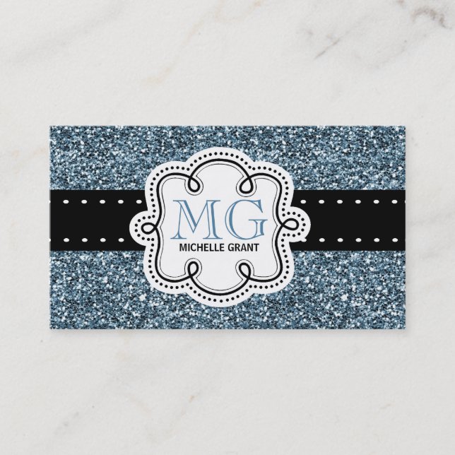 Sassy Blue Glitter Look Ladies Any Profession Business Card (Front)