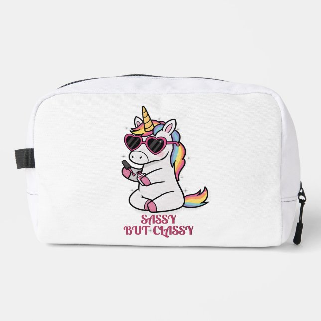 Sassy but Classy – Cute & Aesthetic Unicorn Dopp Kit (Front)