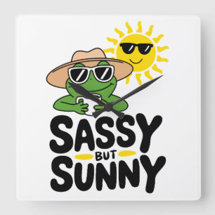 Sassy but Sunny Frog Design – Funny Summer Square Wall Clock