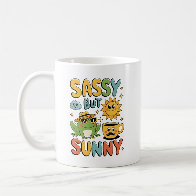 Sassy But Sunny – Funny Frog Summer  Coffee Mug (Left)