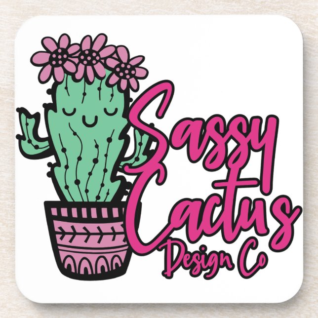 SASSY CACTUS DESIGN GO [logo 1] Coaster (Front)