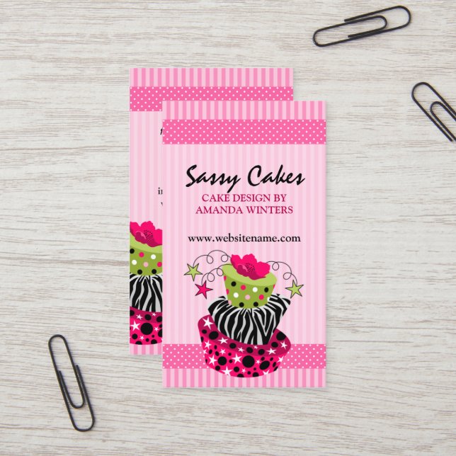 Sassy Cake Bakery Business Card (Front/Back In Situ)