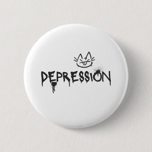 Sassy Cat_Depression Spraypaint font 6 Cm Round Badge