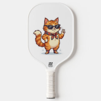 Sassy Cat in Sunglasses & Scarf Pickleball Paddle