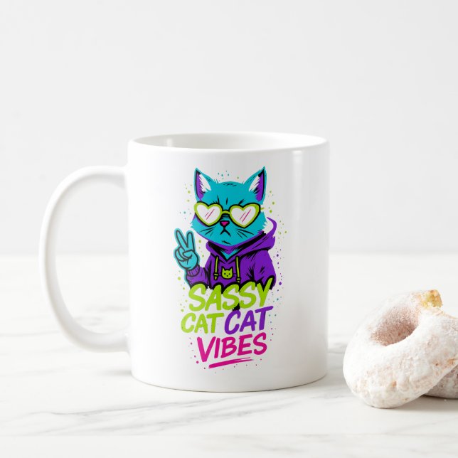 Sassy Cat Mug – Cat Vibes Only (With Donut)