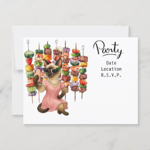 Sassy Cat Selfie at Party Invitation  Postcard