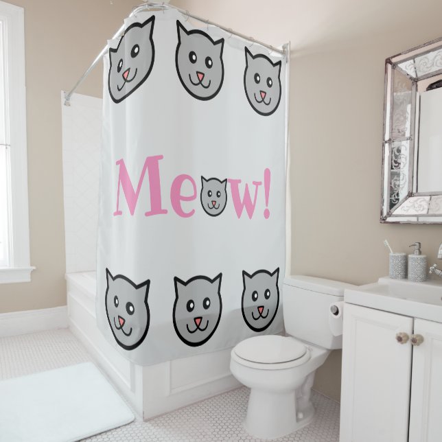 Sassy Cat Shower Curtain (In Situ)