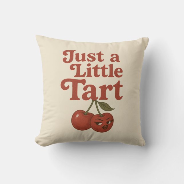 Sassy Cherry Just a Little Tart Retro Red  Cushion (Front)