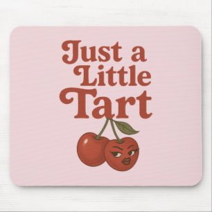 Sassy Cherry Just a Little Tart Retro Red & Pink Mouse Pad