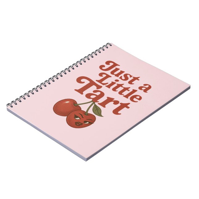 Sassy Cherry Just a Little Tart Retro Red & Pink Notebook (Left Side)