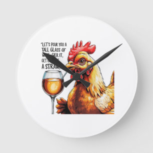Sassy Chicken Wine Art Clock