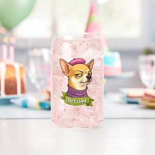 Sassy Chihuahua Sticker Can Glass
