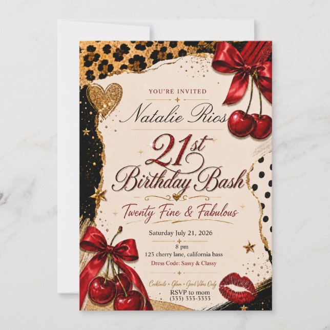 Sassy Classy 21st Birthday Invitation  (Front)
