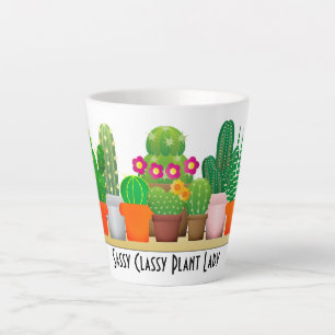Sassy Classy Cactus Plant Lady Watercolor Latte Mug