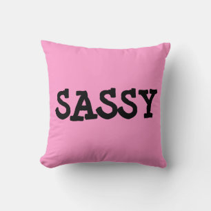 SASSY, Cotton throw pillow, Pink Cushion
