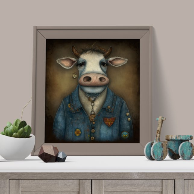 Sassy Cow Threads - Funny cow in a costume Poster (Creator Uploaded)