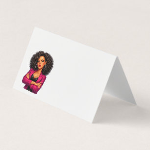 Sassy Curly Woman Clipart Business Card