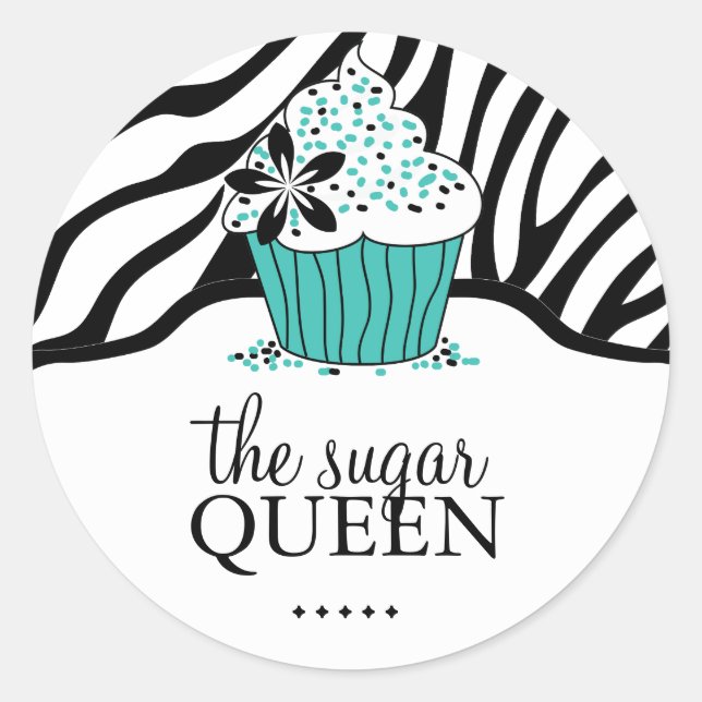 Sassy Decorative Zebra Stripes Bakery  Stickers (Front)