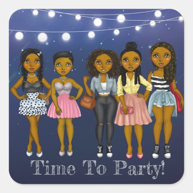 Sassy Diva Time To Party Square Sticker (Front)