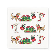 Sassy Dog 3 Row Holiday Paper Napkin