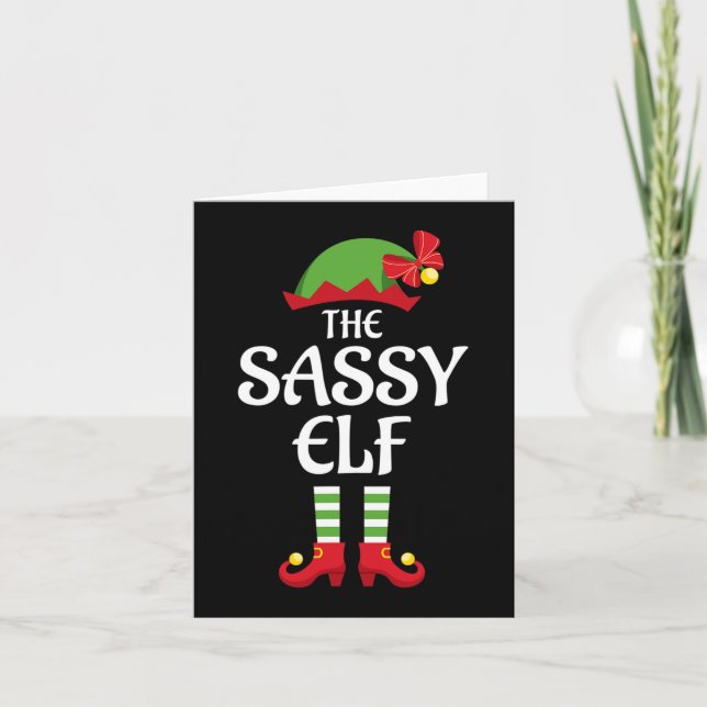 Sassy Elf Family Matching Group Christmas  Card (Front)