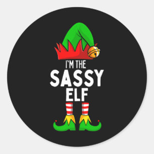 Sassy Elf Matching Family Christmas  Classic Round Sticker
