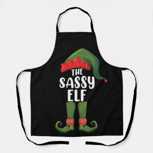 Sassy Elf Matching Family Group Christmas Party Apron