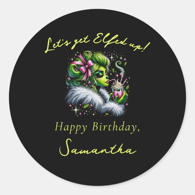 Sassy Elf Squad Girls Night Out Christmas Birthday Classic Round Sticker (Front)