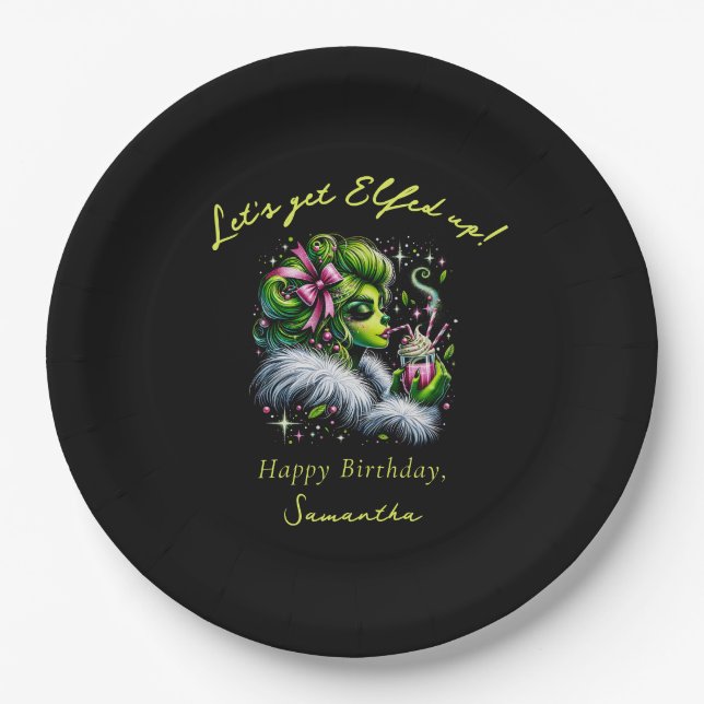 Sassy Elf Squad Girls Night Out Christmas Birthday Paper Plate (Front)