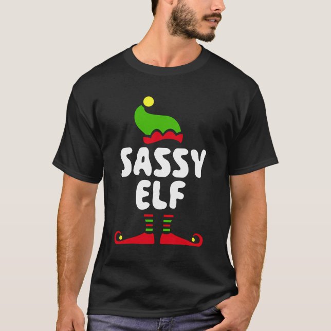 Sassy Elf T-Shirt Matching Christmas Costume Shirt (Front)