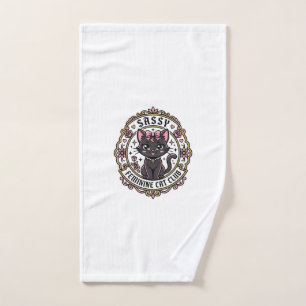 Sassy Feminine Cat Funny Cat Lover Design - Sassy Hand Towel