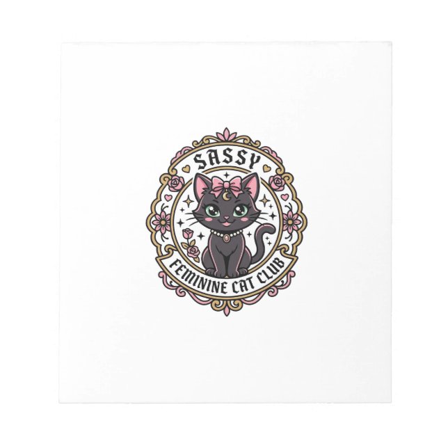 Sassy Feminine Cat Funny Cat Lover Design - Sassy  Notepad (Front)