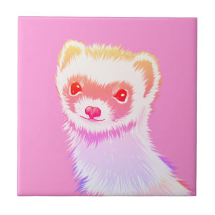 Sassy Ferret In Rainbow Colours Ceramic Tile