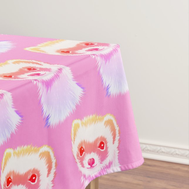 Sassy Ferret In Rainbow Colours Tablecloth (In Situ)