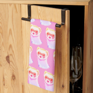 Sassy Ferret In Rainbow Colours Tea Towel