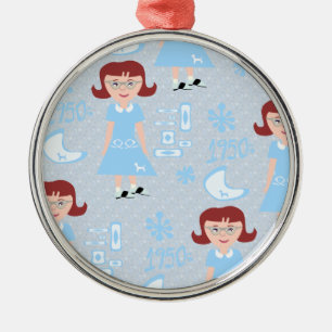 Sassy Fifties Girl Pattern Metal Tree Decoration