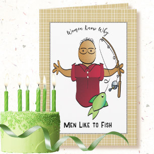 Sassy Fishing Ethnic Male Cartoon Joke Birthday Card