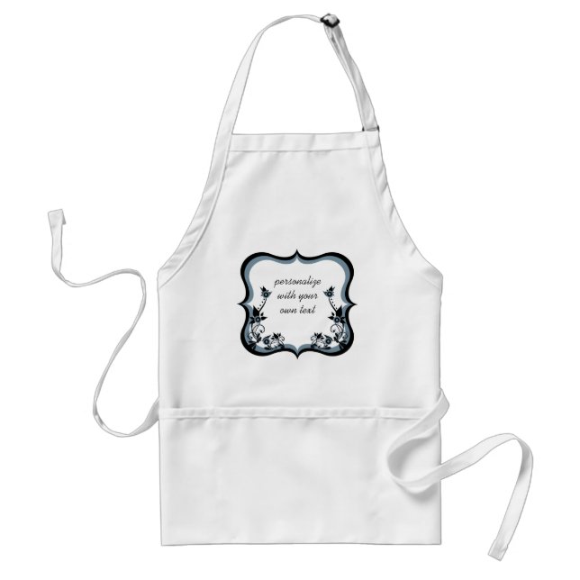 Sassy Floral Frame Apron, Dark Periwinkle Standard Apron (Front)