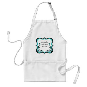 Sassy Floral Frame Apron, Turquoise Standard Apron