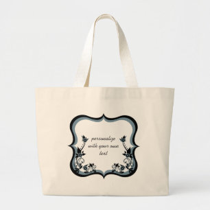 Sassy Floral Frame Bag, Dark Periwinkle Large Tote Bag