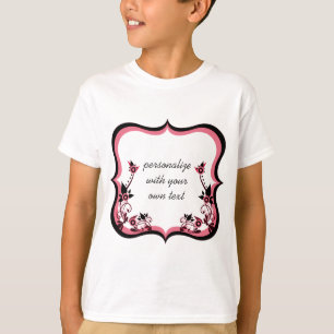 Sassy Floral Frame Girl's Shirt, Pink T-Shirt