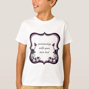 Sassy Floral Frame Girl's Shirt, Purple T-Shirt