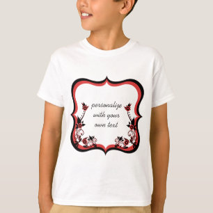 Sassy Floral Frame Girl's Shirt, Red T-Shirt