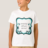 Sassy Floral Frame Girl's Shirt, Turquoise