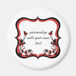 Sassy Floral Frame Magnet, Red Magnet