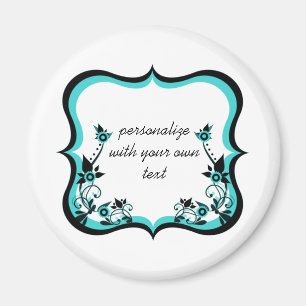 Sassy Floral Frame Magnet, Turquoise Magnet