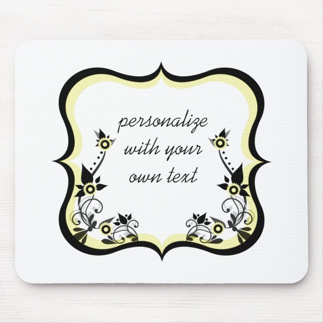 Sassy Floral Frame Mousepad, Light Yellow Mouse Pad (Front)